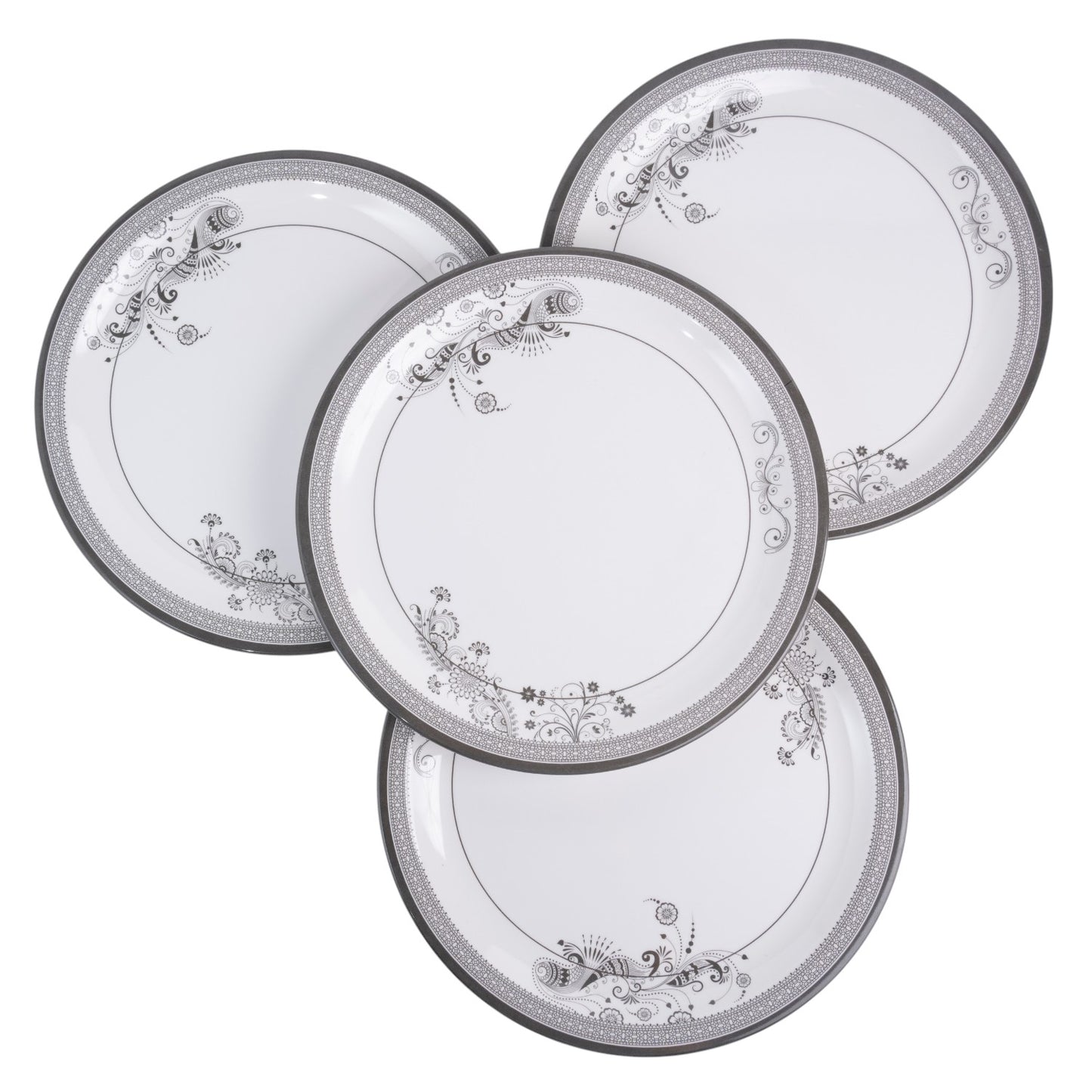 SUPERWARE | Pure Melamine | Dinner Set - Silver Lace | Set Of 12 Pcs. | Stain Free, Glazed Finish
