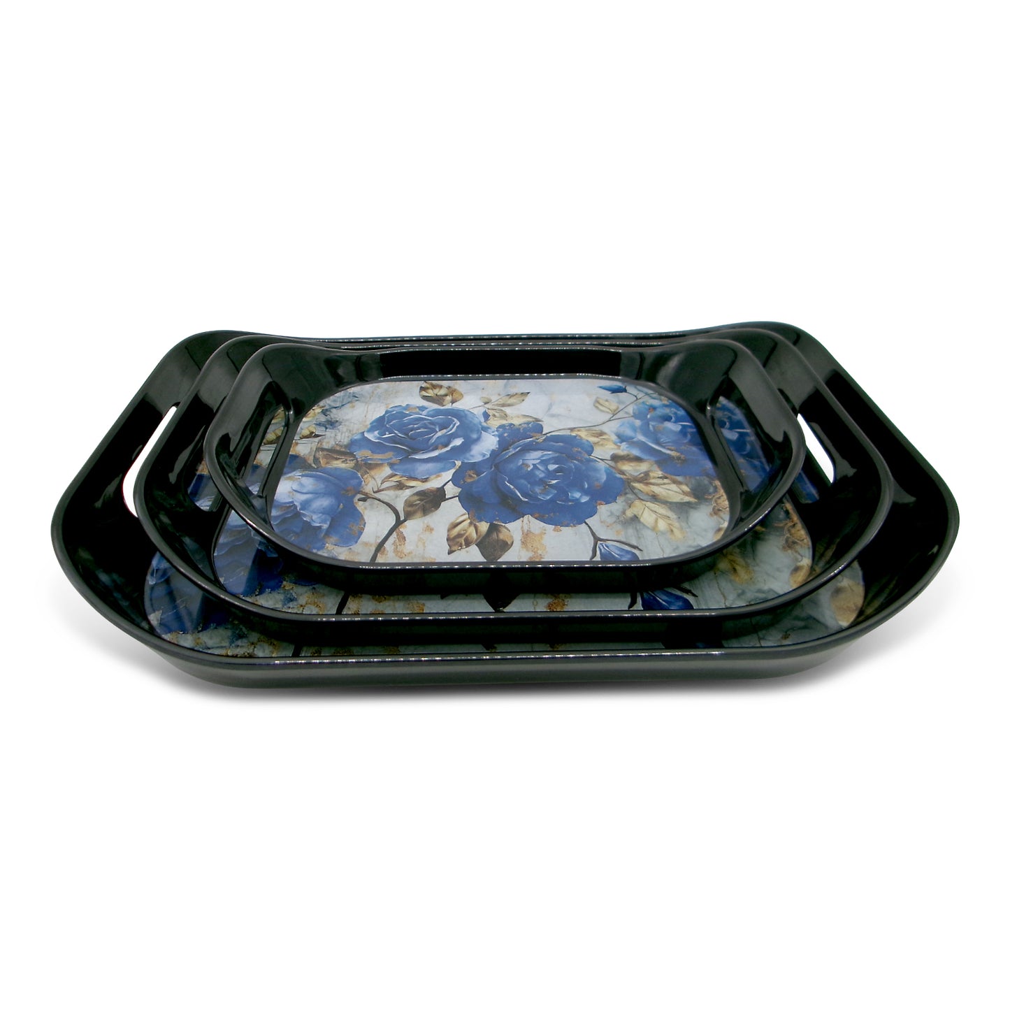 SUPERWARE | Pure Melamine | Rando Tray Set - Naptune Rose | Set Of 3 Pcs.| Stain Free, Glazed Finish