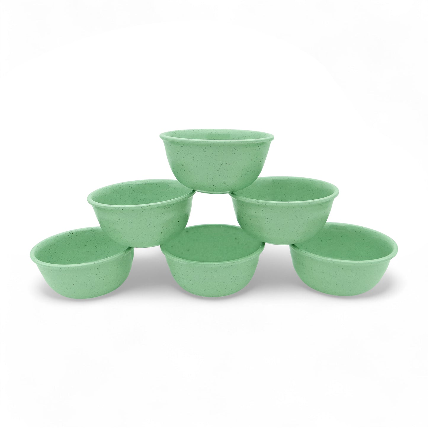 SUPERWARE | Pure Melamine | Round Bowl Set - Green Sand 4" | 6 Nos. | Stain Free, Glazed Finish