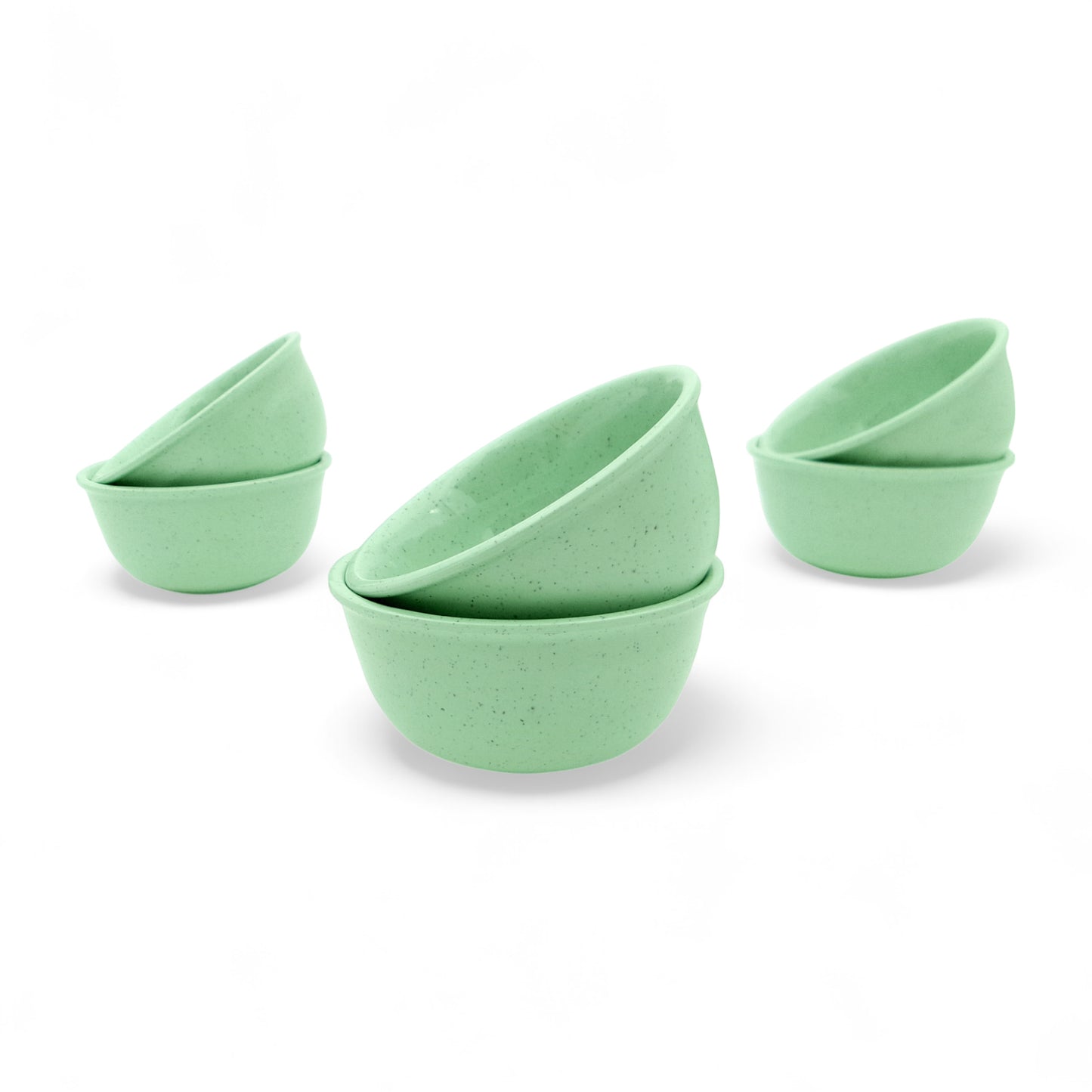 SUPERWARE | Pure Melamine | Round Katori Set - Green Sand (3.5") | 6 Nos. | Stain Free, Glazed Finish