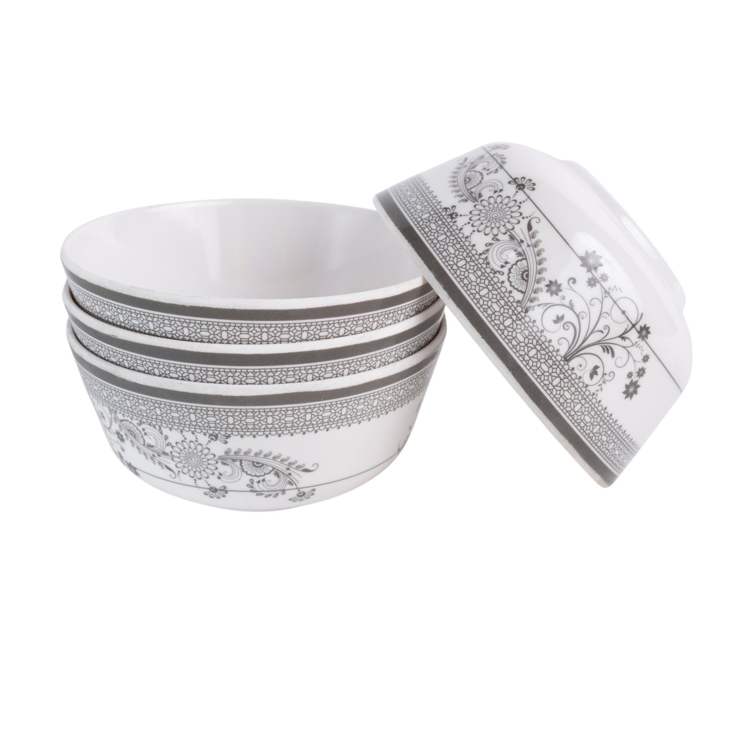 SUPERWARE | Pure Melamine | Dinner Set - Silver Lace | Set Of 12 Pcs. | Stain Free, Glazed Finish