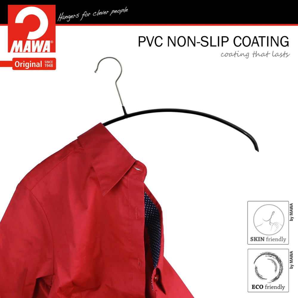 MAWA | Made in Germany | Metal Hanger Set | Top Hanger | Economic 40/P | Non-Slip Coating | 360° Rotatable Swivel Hook | Space Saver | 10 Pieces