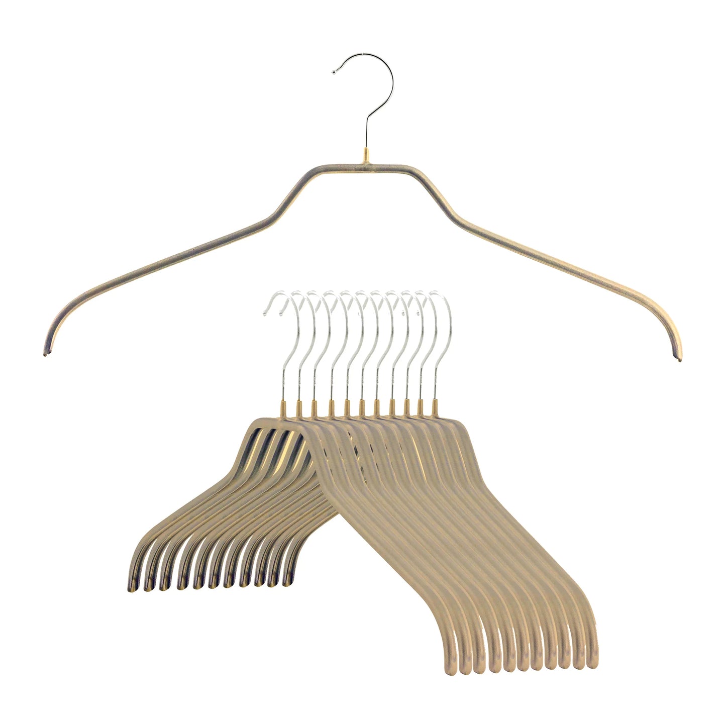 MAWA | Made in Germany | Metal Hanger Set | Silhouette 41/F | Shirt Hanger | Collar Shape | Non-Slip Coating | 360° Rotatable Swivel Hook | Space Saver | 10 Pieces