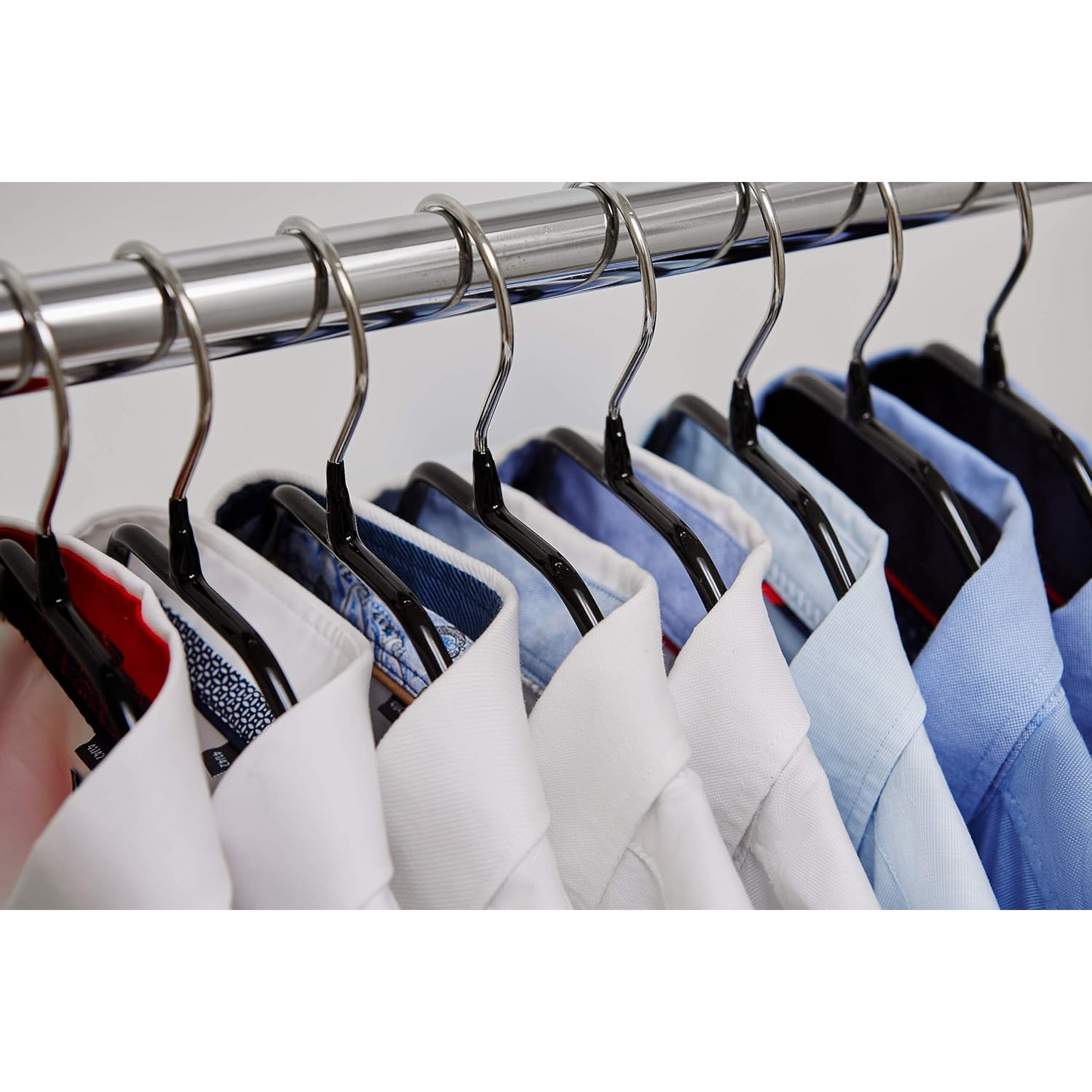 MAWA | Made in Germany | Metal Hanger Set | Silhouette 41/F | Shirt Hanger | Collar Shape | Non-Slip Coating | 360° Rotatable Swivel Hook | Space Saver | 10 Pieces