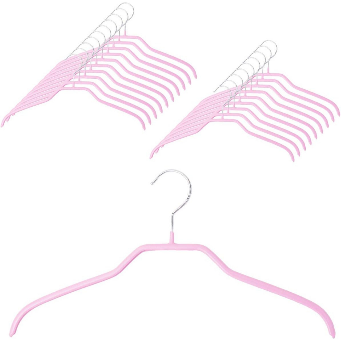 MAWA | Made in Germany | Metal Hanger Set | Silhouette 41/F | Shirt Hanger | Collar Shape | Non-Slip Coating | 360° Rotatable Swivel Hook | Space Saver | 10 Pieces