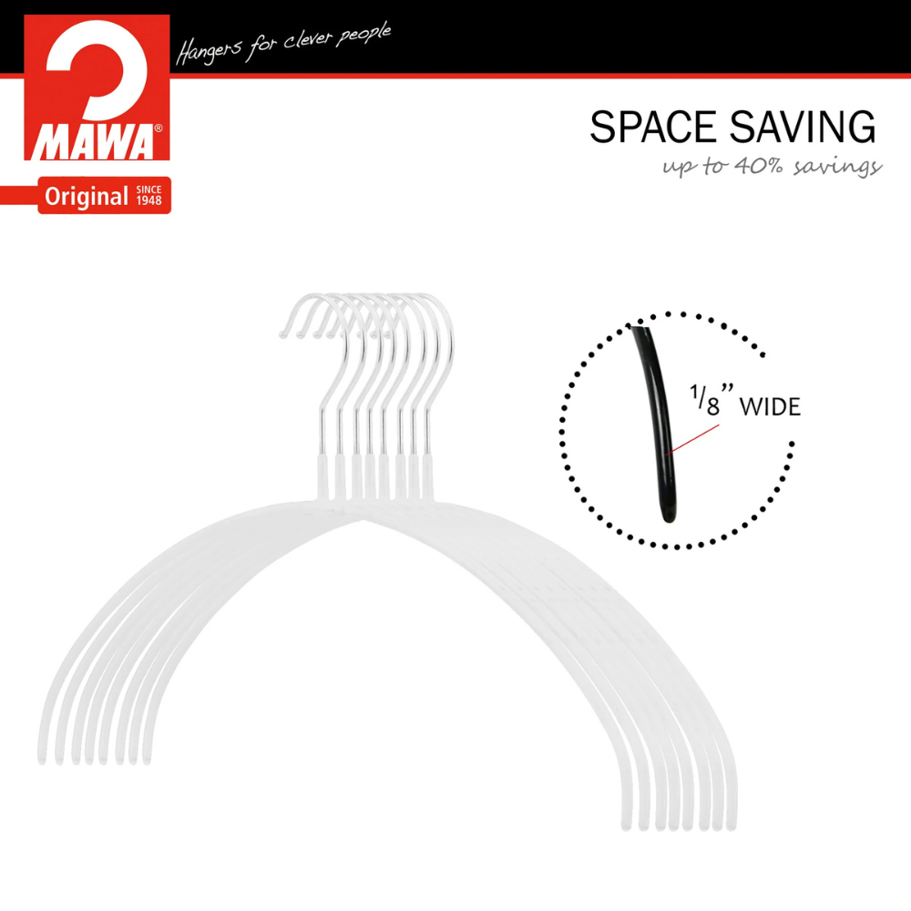 MAWA | Made in Germany | Metal Hanger Set | Top Hanger | Economic light 40/PT | Non-Slip Coating | 360° Rotatable Swivel Hook | Space Saver | 10 Pieces