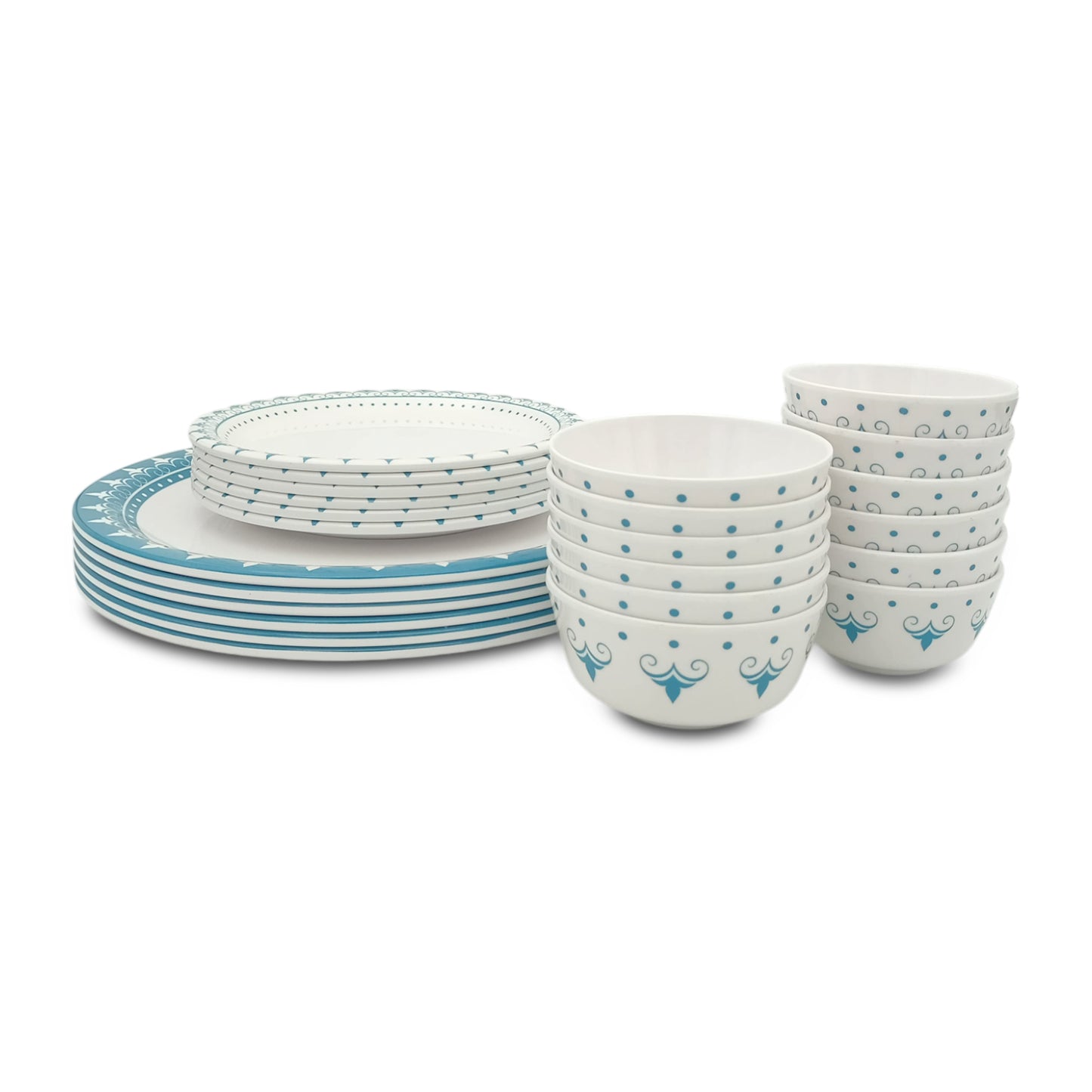 SUPERWARE | Pure Melamine | Dinner Set - IVAN | Set Of 24 Pcs. | Stain Free, Glazed Finish
