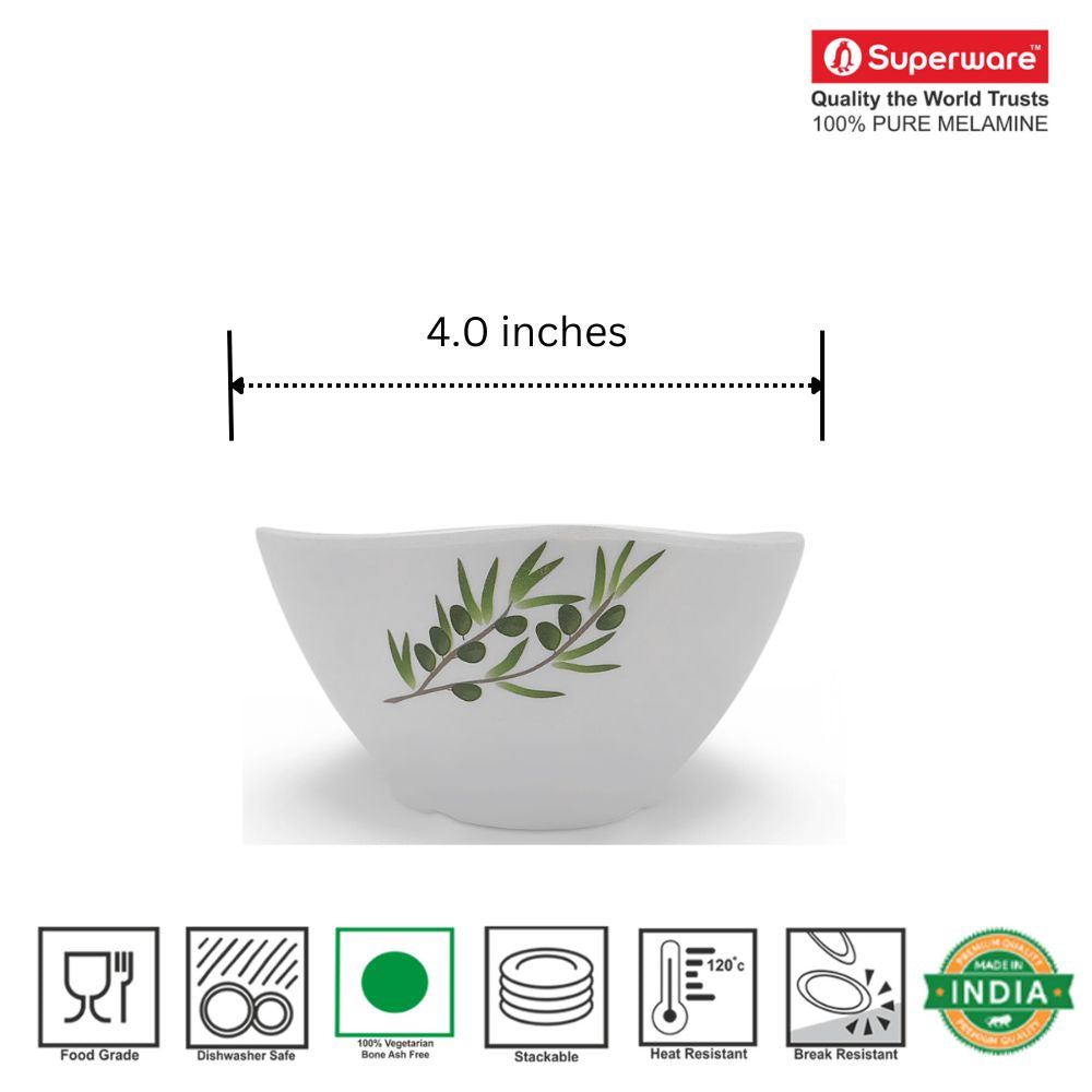 SUPERWARE | Pure Melamine | Bowl Set - Olivia 4" | 6 Nos. | Stain Free, Glazed Finish