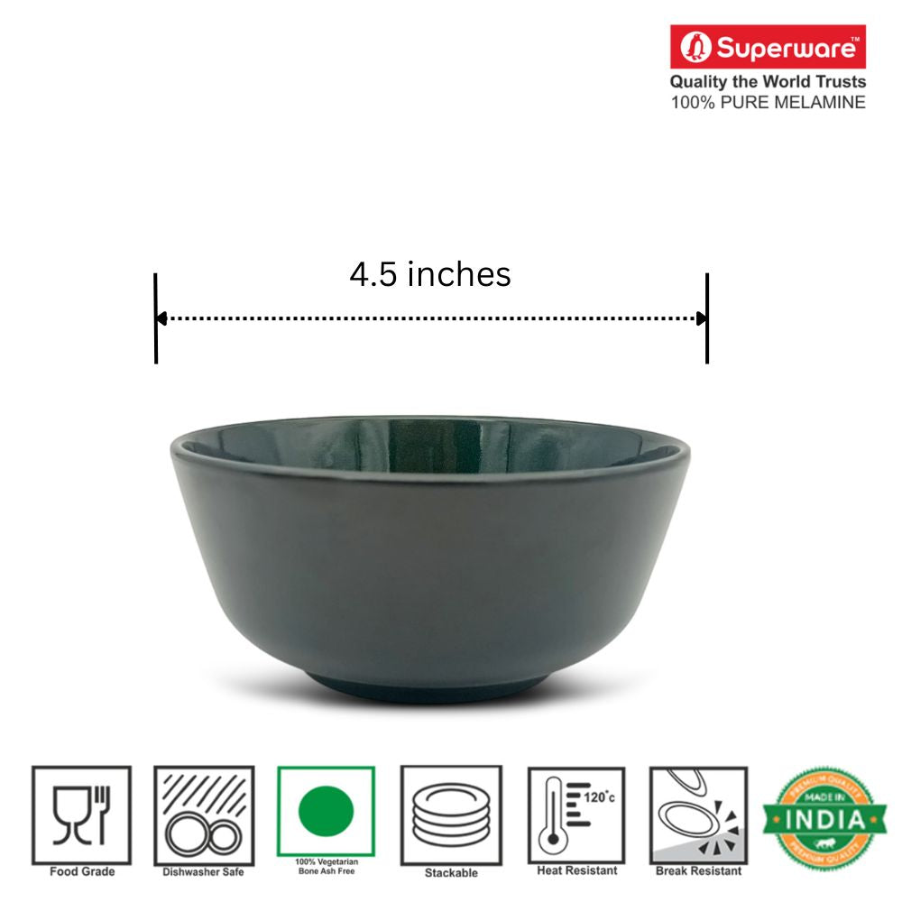 SUPERWARE | Pure Melamine | Soup Bowl Set - Emerald (4.5") | 6 Nos. | Stain Free, Glazed Finish