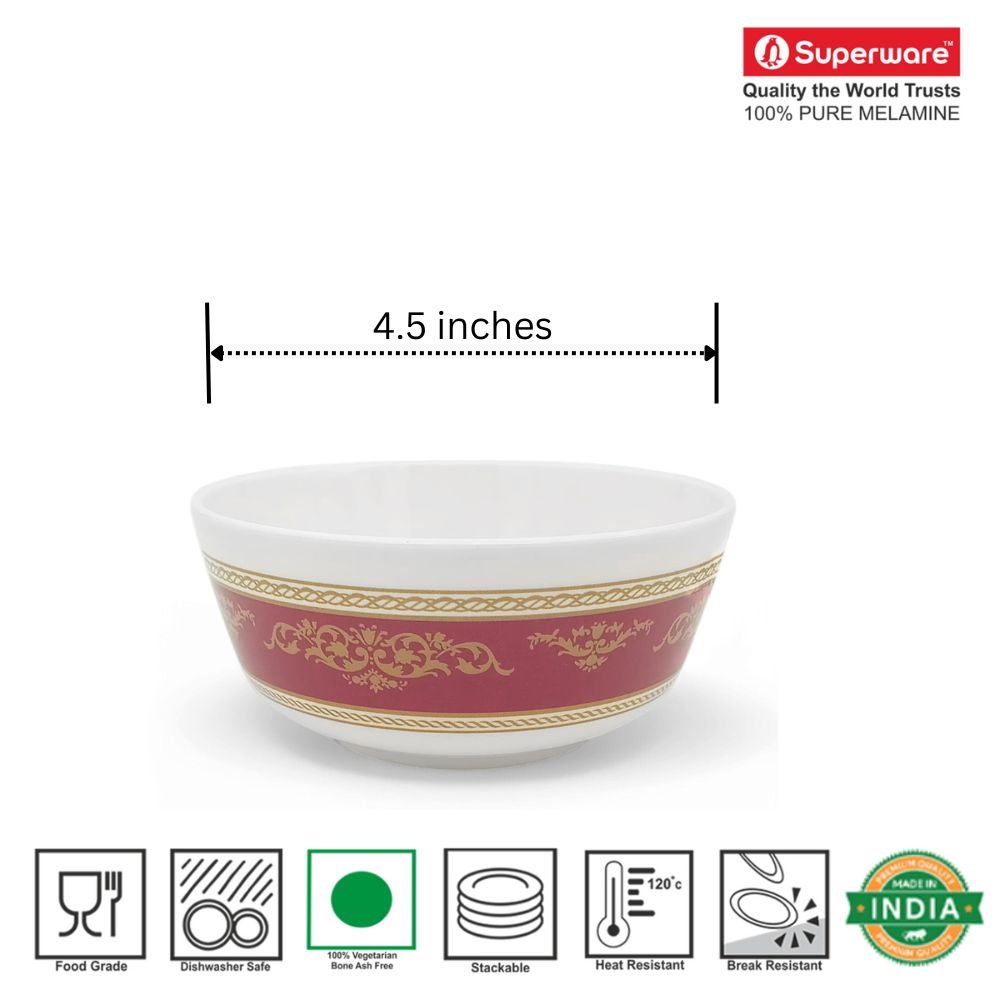 SUPERWARE | Pure Melamine | Soup Bowl Set - Oriental Gold OS (4.5") | 6 Nos. | Stain Free, Glazed Finish
