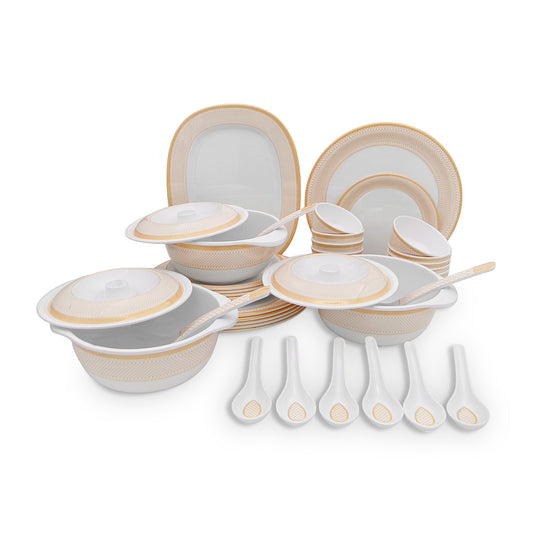 SUPERWARE | Pure Melamine | Dinner Set - Golden Glory Maroon | Set Of 40 Pcs. | Stain Free, Glazed Finish
