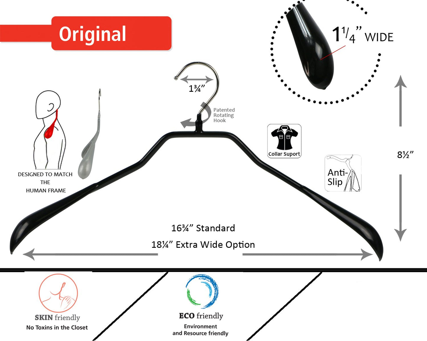 MAWA | Made in Germany | Metal Hanger Set | Jacket Hanger | Bodyform 42/L | Non-Slip Coating | 360° Rotatable Swivel Hook | Widened Shoulder Support | 5 Pieces