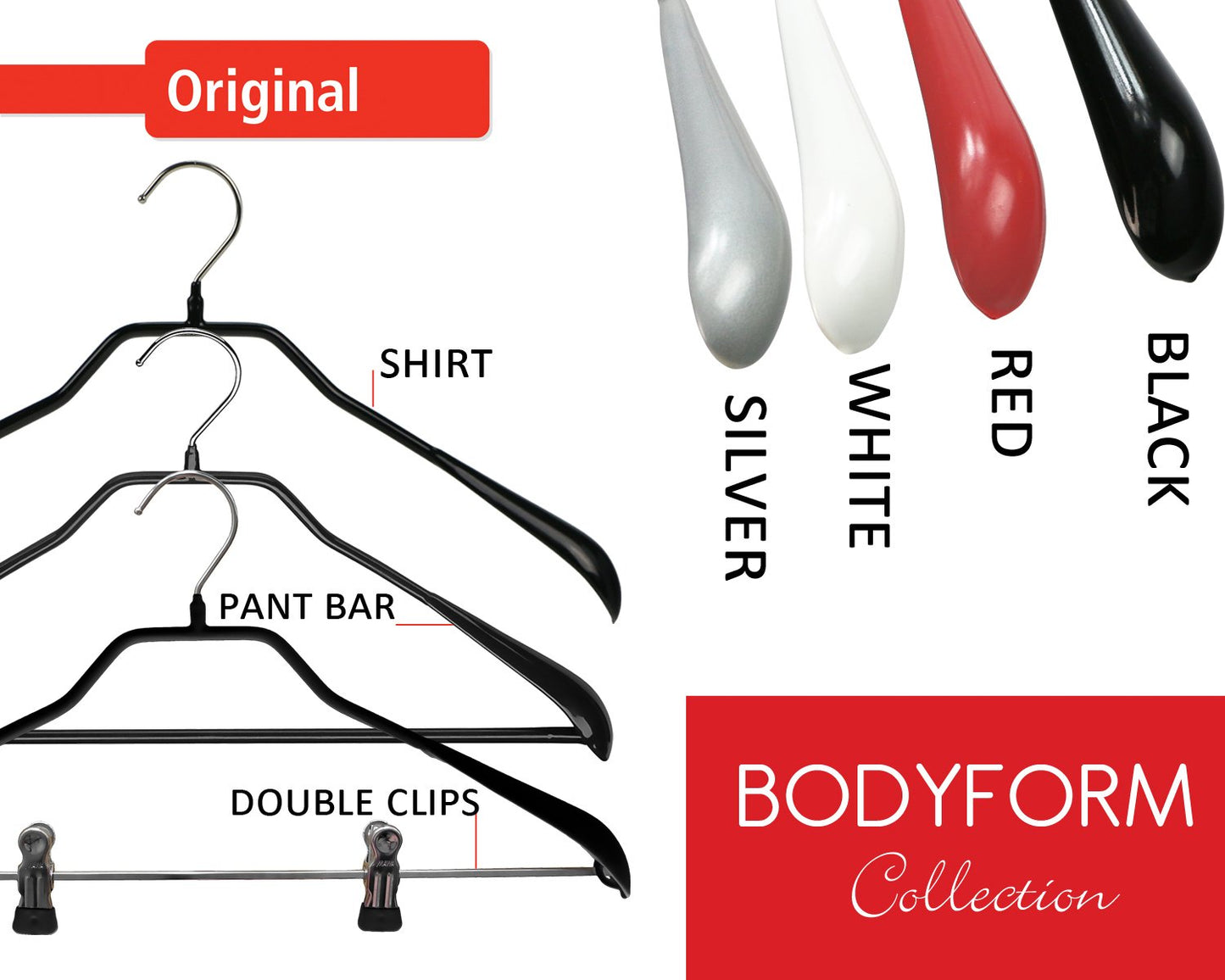 MAWA | Made in Germany | Metal Hanger Set | Jacket Hanger | Bodyform 42/L | Non-Slip Coating | 360° Rotatable Swivel Hook | Widened Shoulder Support | 5 Pieces