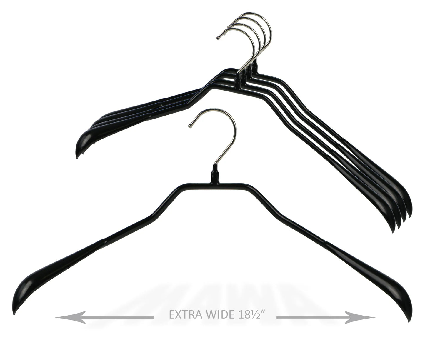 MAWA | Made in Germany | Metal Hanger Set | Jacket Hanger | Bodyform 42/L | Non-Slip Coating | 360° Rotatable Swivel Hook | Widened Shoulder Support | 5 Pieces
