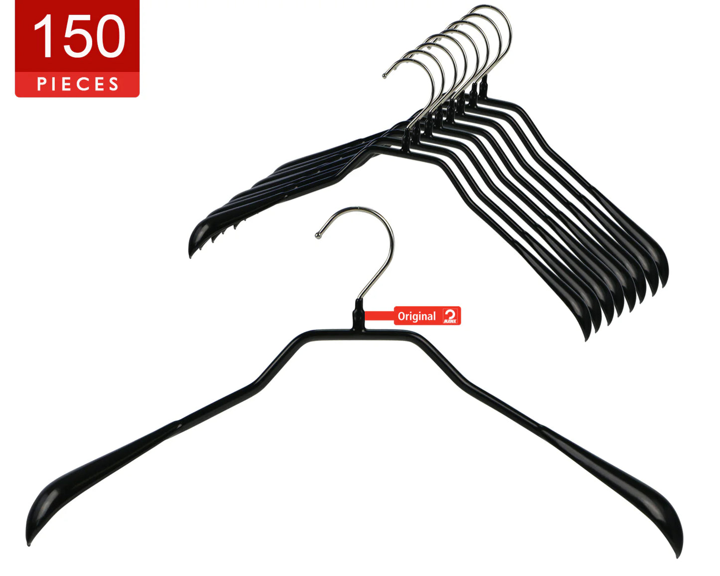 MAWA | Made in Germany | Metal Hanger Set | Jacket Hanger | Bodyform 42/L | Non-Slip Coating | 360° Rotatable Swivel Hook | Widened Shoulder Support | 5 Pieces
