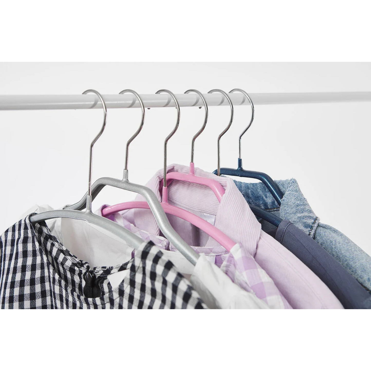 MAWA | Made in Germany | Metal Hanger Set | Silhouette 41/F | Shirt Hanger | Collar Shape | Non-Slip Coating | 360° Rotatable Swivel Hook | Space Saver | 10 Pieces