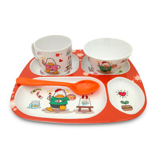 SUPERWARE | Pure Melamine | Kid Set - Duck | 4 Pcs. | Stain Free, Glazed Finish