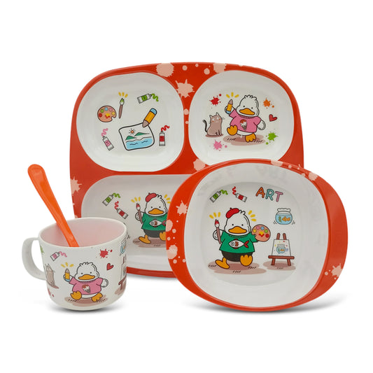 SUPERWARE | Pure Melamine | Kid Set - Duck | 4 Pcs. | Stain Free, Glazed Finish