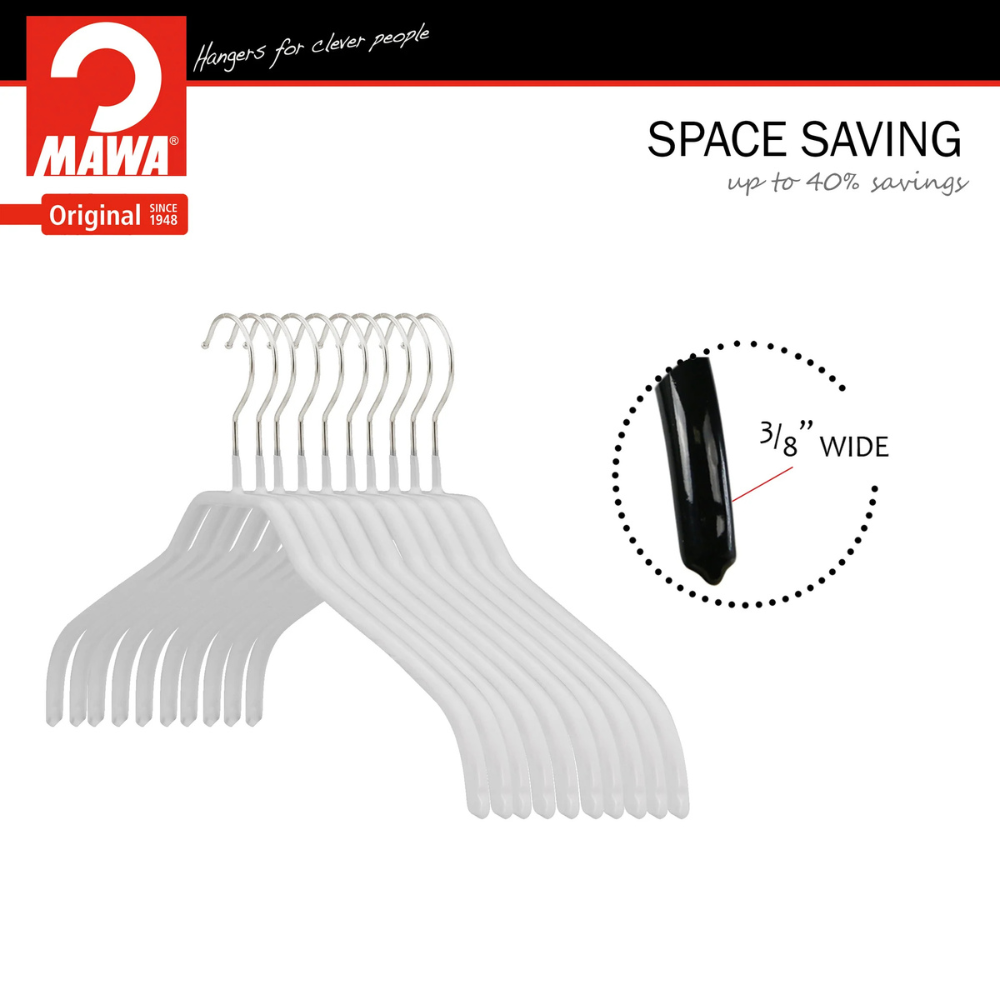 MAWA | Made in Germany | Metal Hanger Set | Silhouette 41/F | Shirt Hanger | Collar Shape | Non-Slip Coating | 360° Rotatable Swivel Hook | Space Saver | 10 Pieces