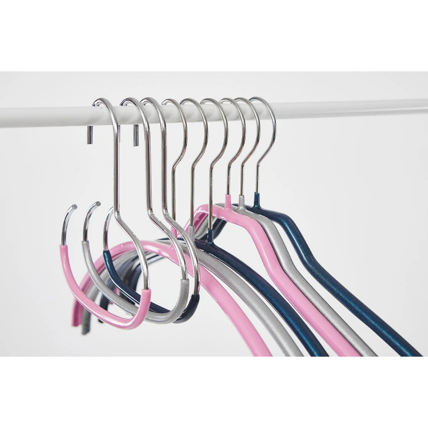 MAWA | Made in Germany | Metal Hanger Set | Silhouette 41/F | Shirt Hanger | Collar Shape | Non-Slip Coating | 360° Rotatable Swivel Hook | Space Saver | 10 Pieces