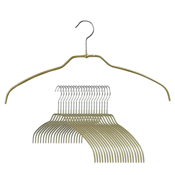 MAWA | Made in Germany | Metal Hanger Set | Shirt Hanger | Silhouette 42/FT | Collar Shape | Non-Slip Coating | 360° Rotatable Swivel Hook | Space Saver | 20 Pieces