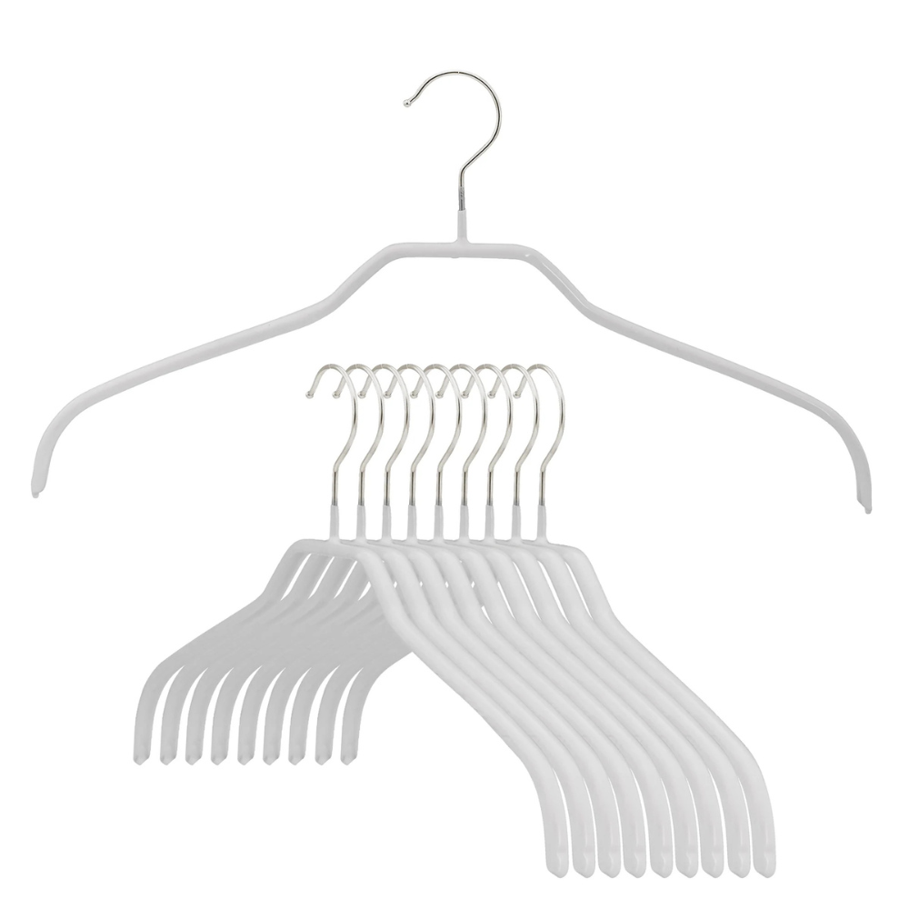 MAWA | Made in Germany | Metal Hanger Set | Silhouette 41/F | Shirt Hanger | Collar Shape | Non-Slip Coating | 360° Rotatable Swivel Hook | Space Saver | 10 Pieces