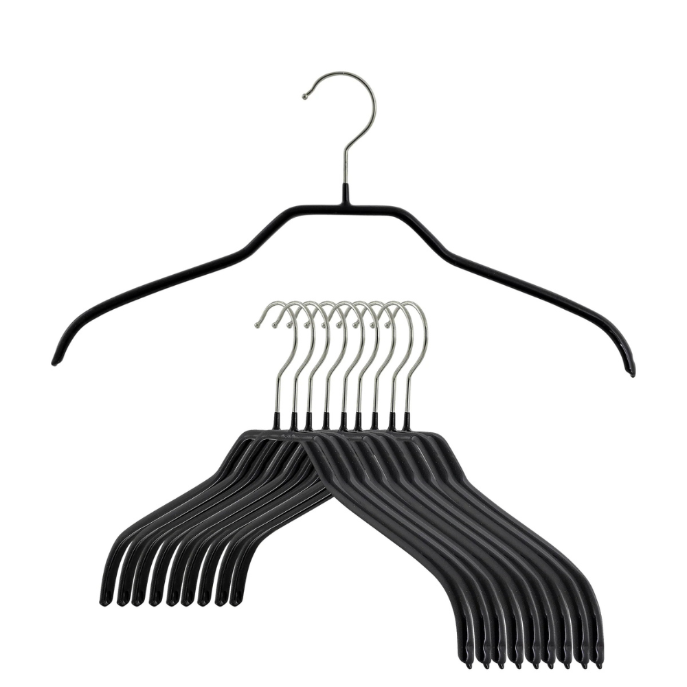 MAWA | Made in Germany | Metal Hanger Set | Silhouette 41/F | Shirt Hanger | Collar Shape | Non-Slip Coating | 360° Rotatable Swivel Hook | Space Saver | 10 Pieces