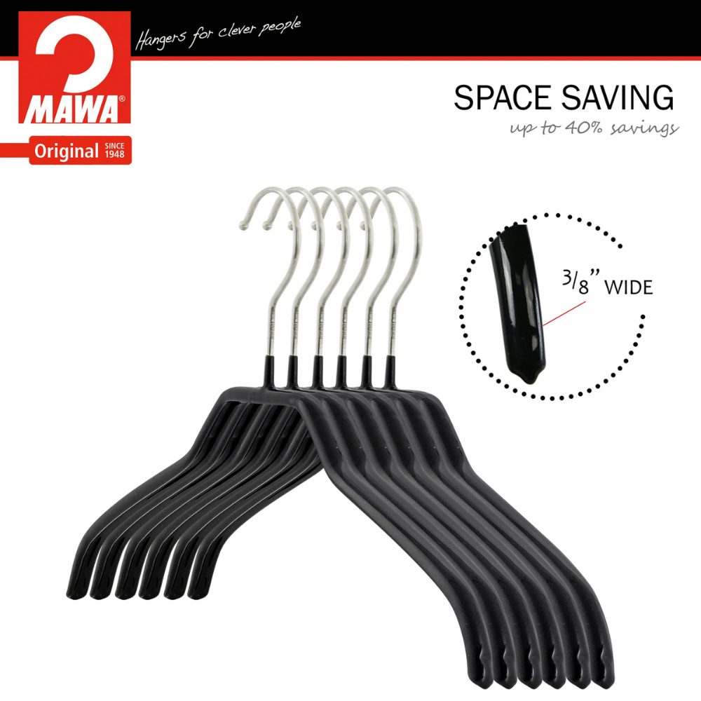 MAWA | Made in Germany | Metal Hanger Set | Silhouette 41/F | Shirt Hanger | Collar Shape | Non-Slip Coating | 360° Rotatable Swivel Hook | Space Saver | 10 Pieces