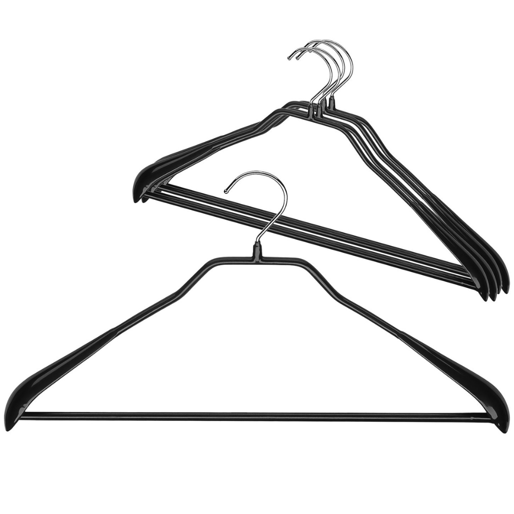 MAWA | Made in Germany | Metal Hanger Set | Coat Hanger | Bodyform 42/LS | Non-Slip Coating | 360° Rotatable Swivel Hook | Widened Shoulder Support | 5 Pieces