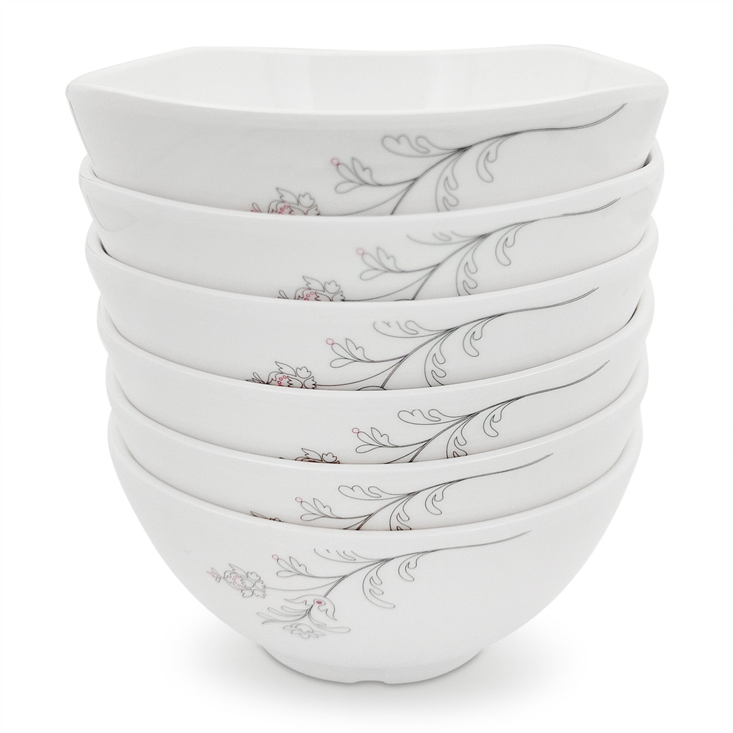 SUPERWARE | Pure Melamine | Soup Bowl Set - Summer Stems (4.5") | 6 Nos. | Stain Free, Glazed Finish
