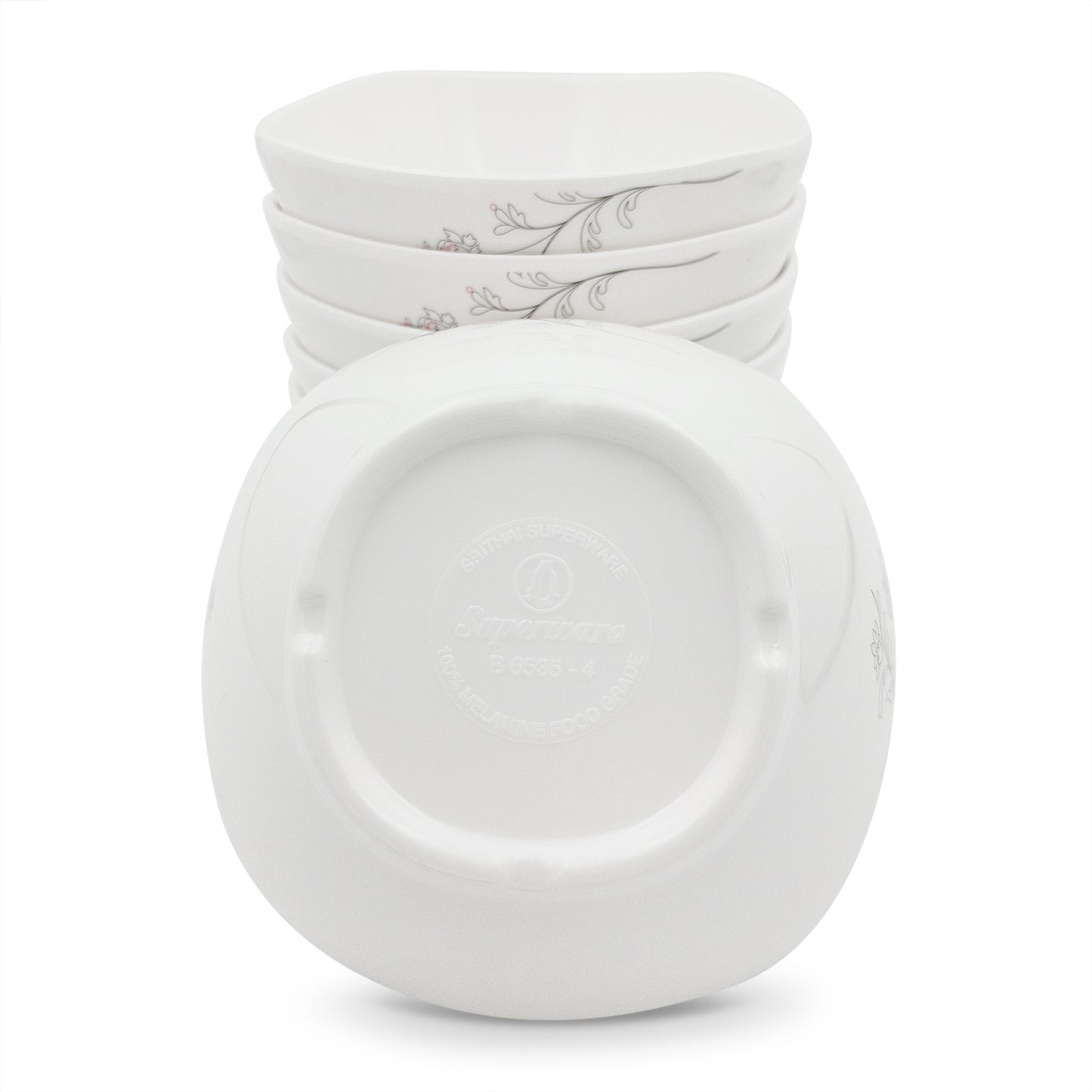 SUPERWARE | Pure Melamine | Soup Bowl Set - Summer Stems (4.5") | 6 Nos. | Stain Free, Glazed Finish
