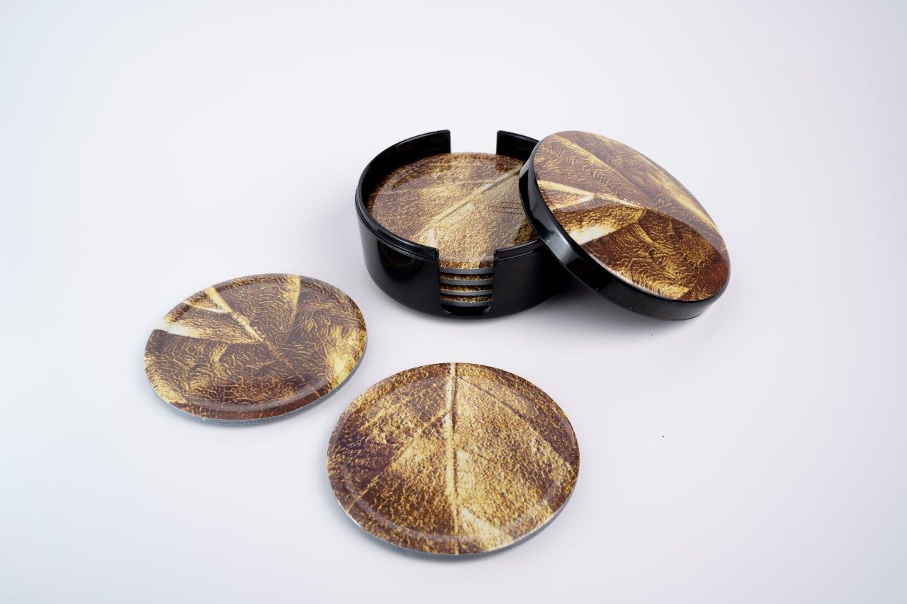 SUPERWARE | Pure Melamine | Coasters - Autumn Gold | Set Of 8 Pcs | Stain Free, Glazed Finish