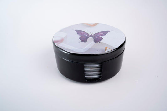 SUPERWARE | Pure Melamine | Coasters - C-Butterfly | Set Of 8 Pcs | Stain Free, Glazed Finish