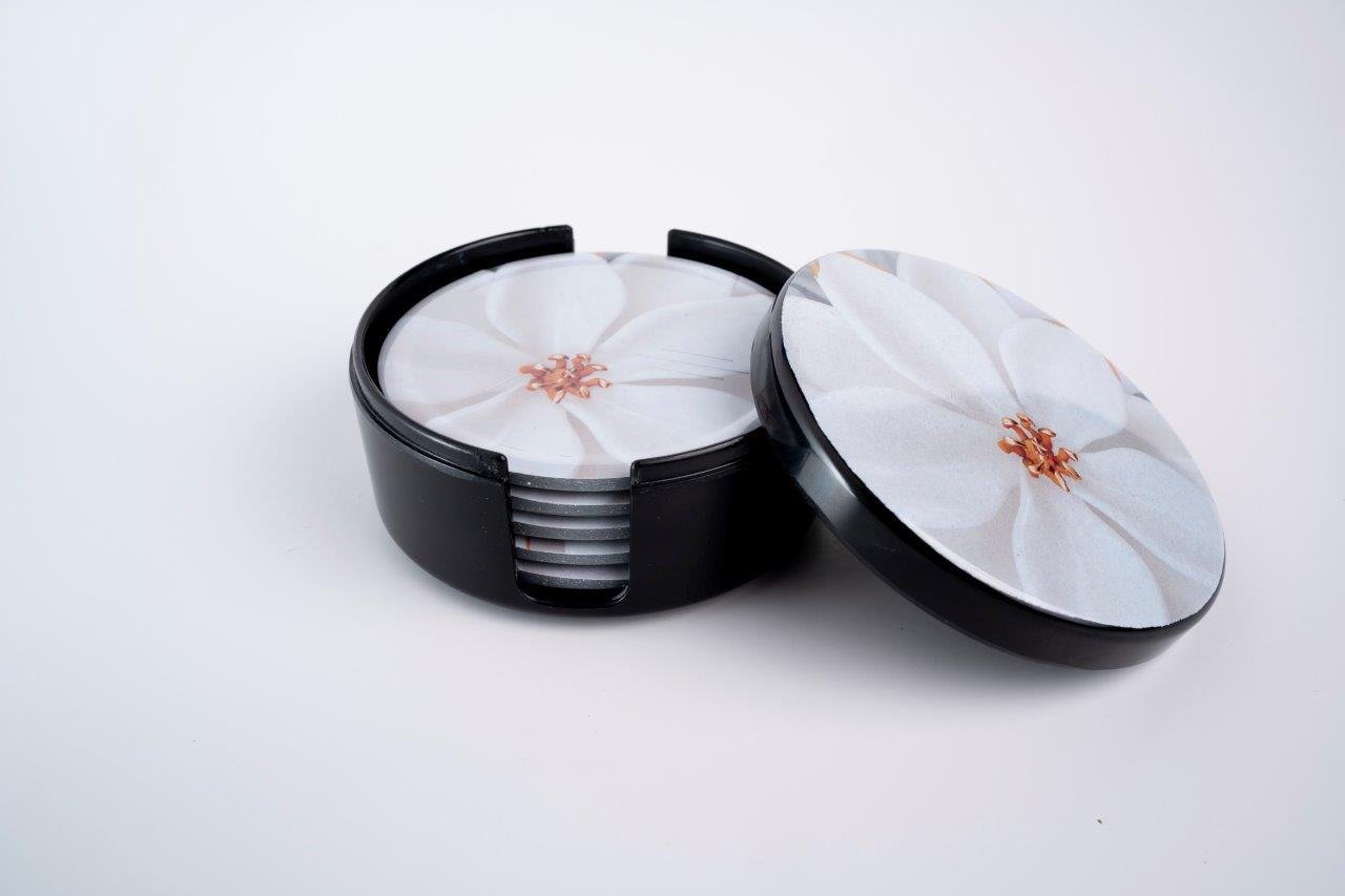 SUPERWARE | Pure Melamine | Coasters - C-Flower | Set Of 8 Pcs | Stain Free, Glazed Finish