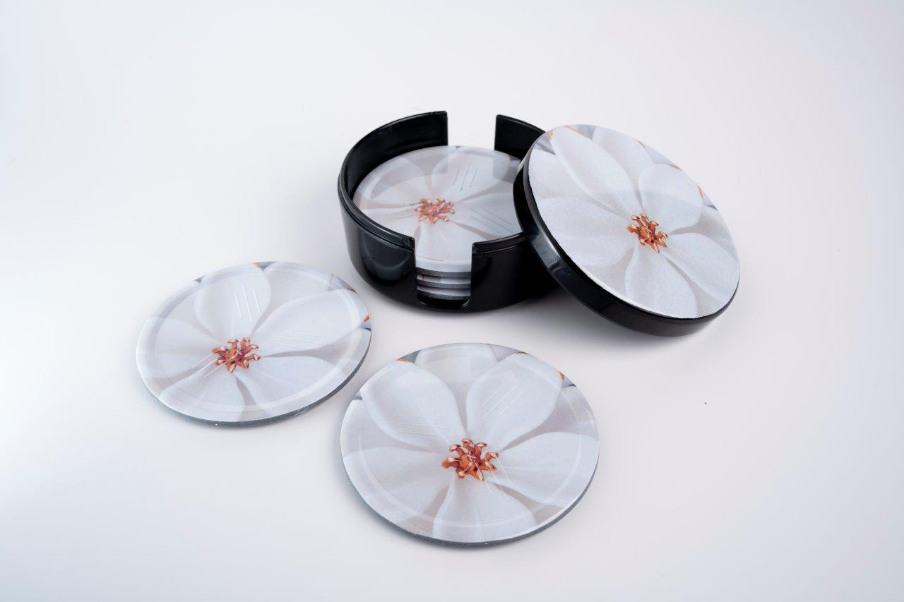 SUPERWARE | Pure Melamine | Coasters - C-Flower | Set Of 8 Pcs | Stain Free, Glazed Finish