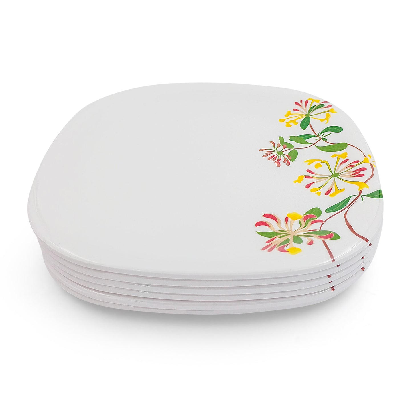 SUPERWARE | Pure Melamine | Buffet Plate Set 12.5" - Botanic Flower (12.5”) | 6 Nos. | Stain Free, Glazed Finish