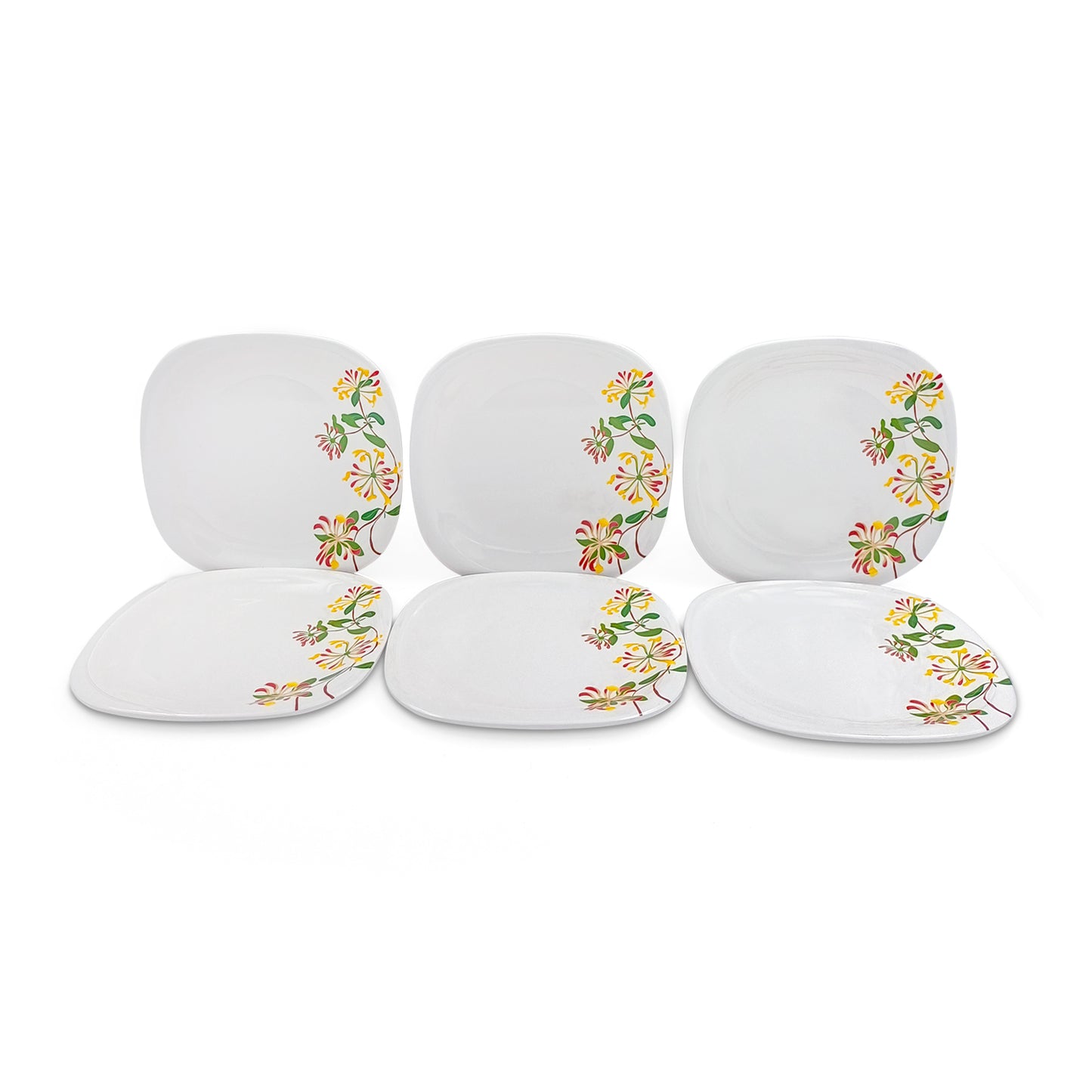 SUPERWARE | Pure Melamine | Buffet Plate Set 12.5" - Botanic Flower (12.5”) | 6 Nos. | Stain Free, Glazed Finish