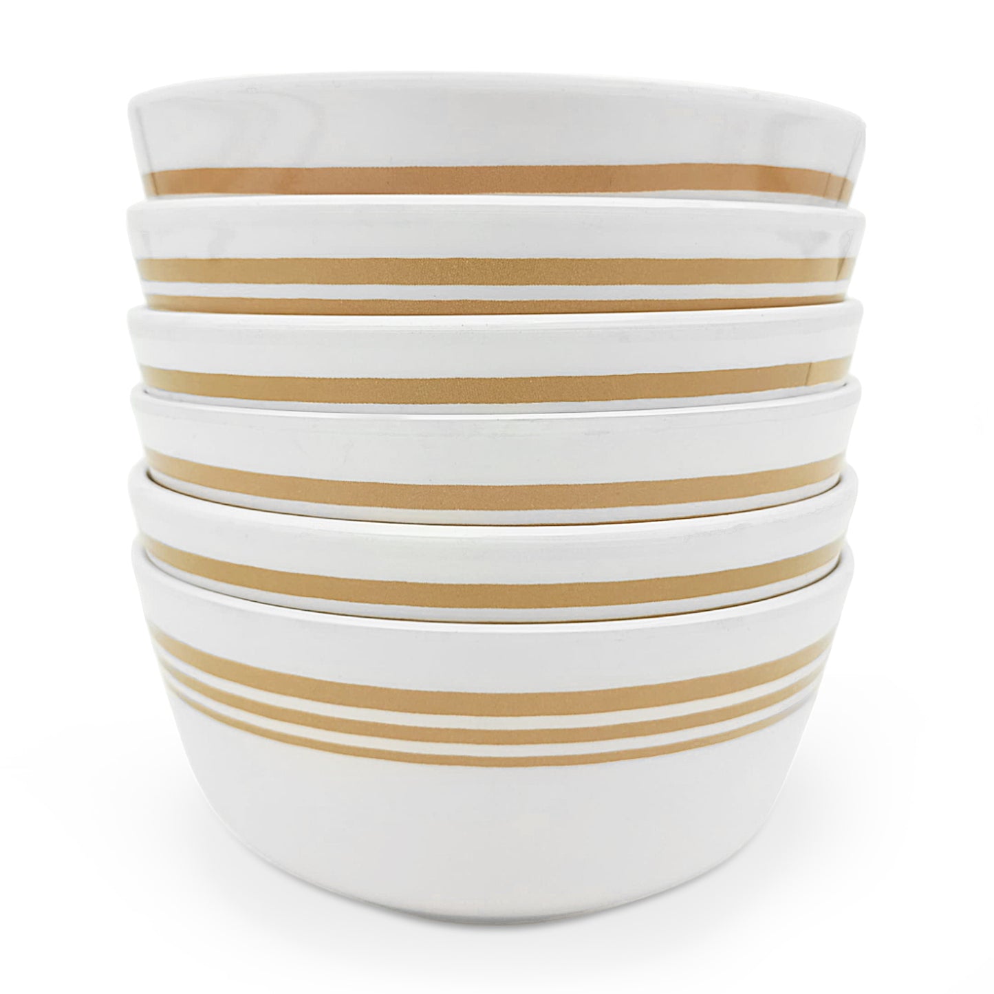 SUPERWARE | Pure Melamine | Katori Set - Golden Lines (3.5") | 6 Nos. | Stain Free, Glazed Finish