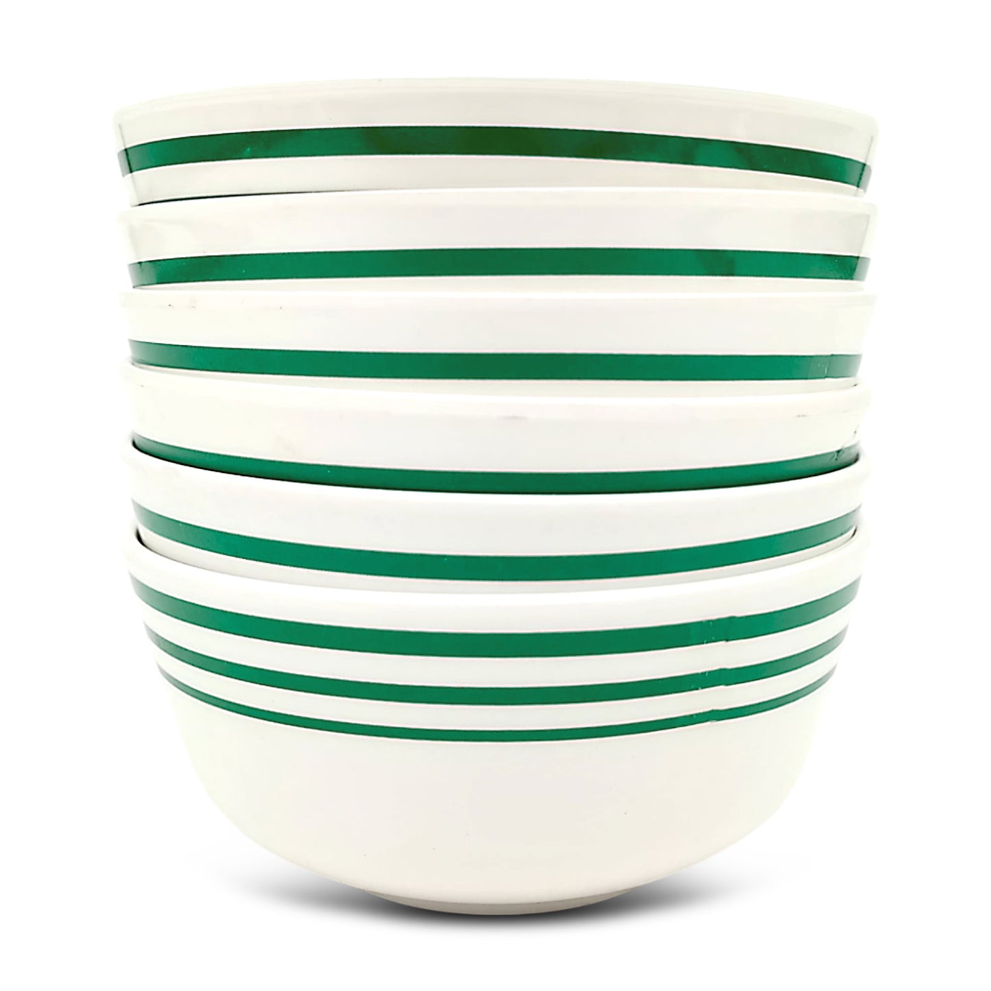 SUPERWARE | Pure Melamine | Bowl Set - Green Lines 4" | 6 Nos. | Stain Free, Glazed Finish