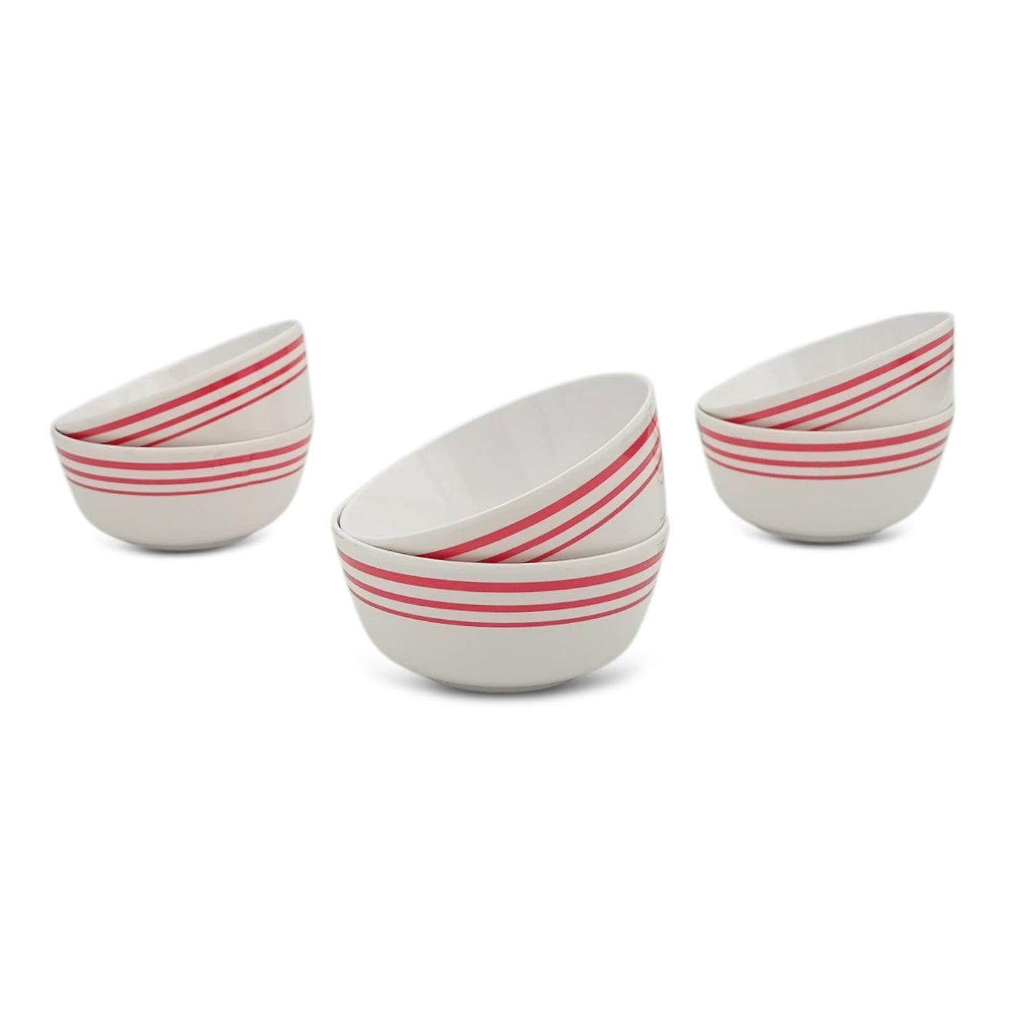 SUPERWARE | Pure Melamine | Soup Bowl Set - Red Lines (4.5") | 6 Nos.| Stain Free, Glazed Finish
