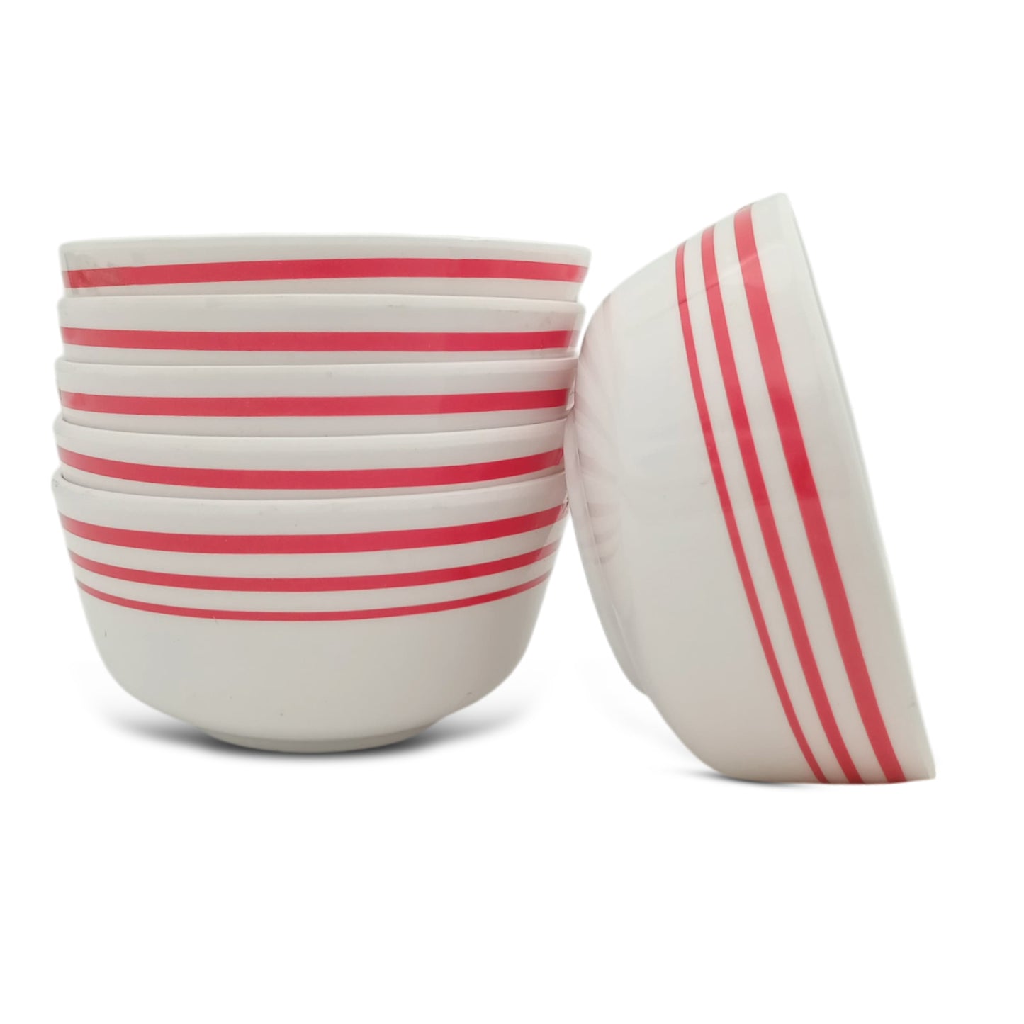 SUPERWARE | Pure Melamine | Bowl Set - Red Lines 4" | 6 Nos. | Stain Free, Glazed Finish