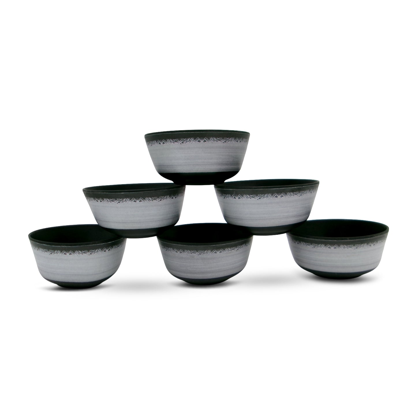 SUPERWARE | Pure Melamine | Katori Set - Circular Black-Matte (3.5") | 6 Nos. | Stain Free, Glazed Finish