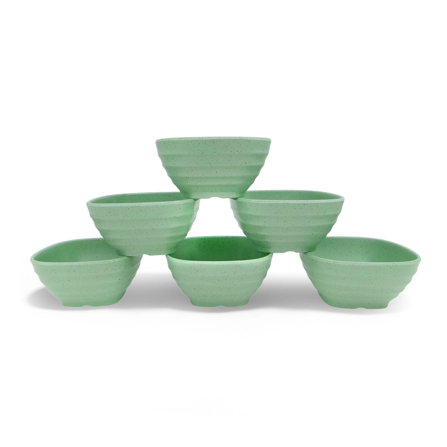 SUPERWARE | Pure Melamine | Square Soup Bowl Set - Green Sand (4.25") | 6 Nos. | Stain Free, Glazed Finish