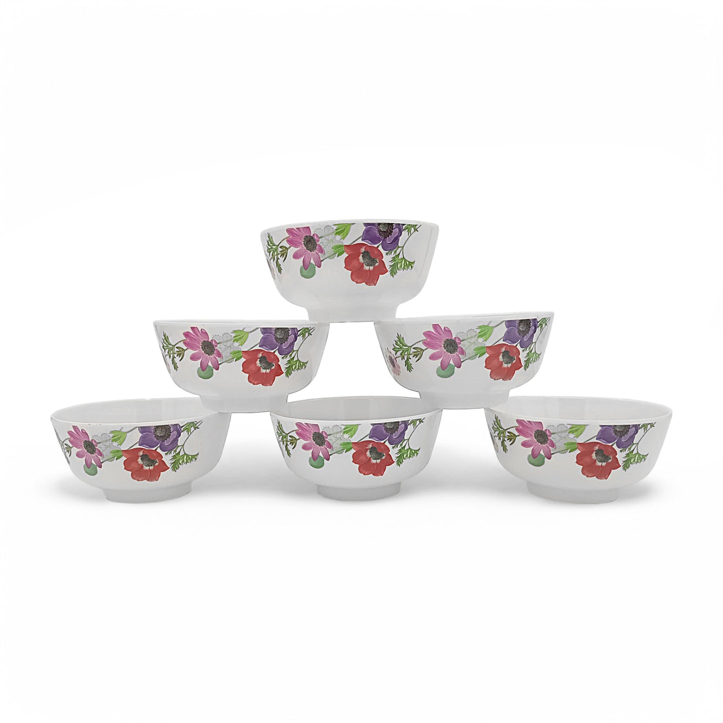 SUPERWARE | Pure Melamine | Bowl Set - Poppy 4" | 6 Nos.| Stain Free, Glazed Finish