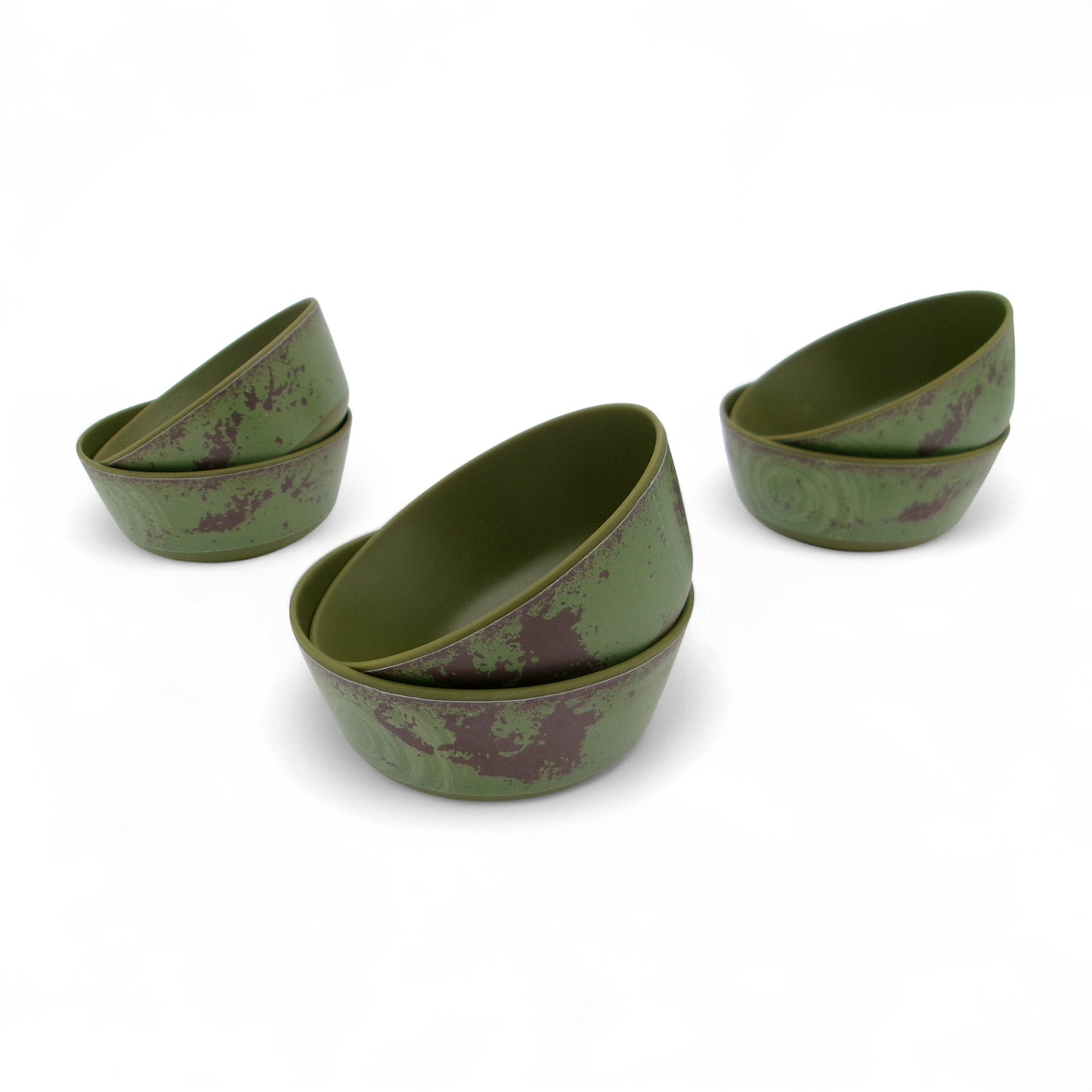 SUPERWARE | Pure Melamine | Bowl Set - Rustic Q Olive Green-Matte 4" | 6 Nos. | Stain Free, Glazed Finish