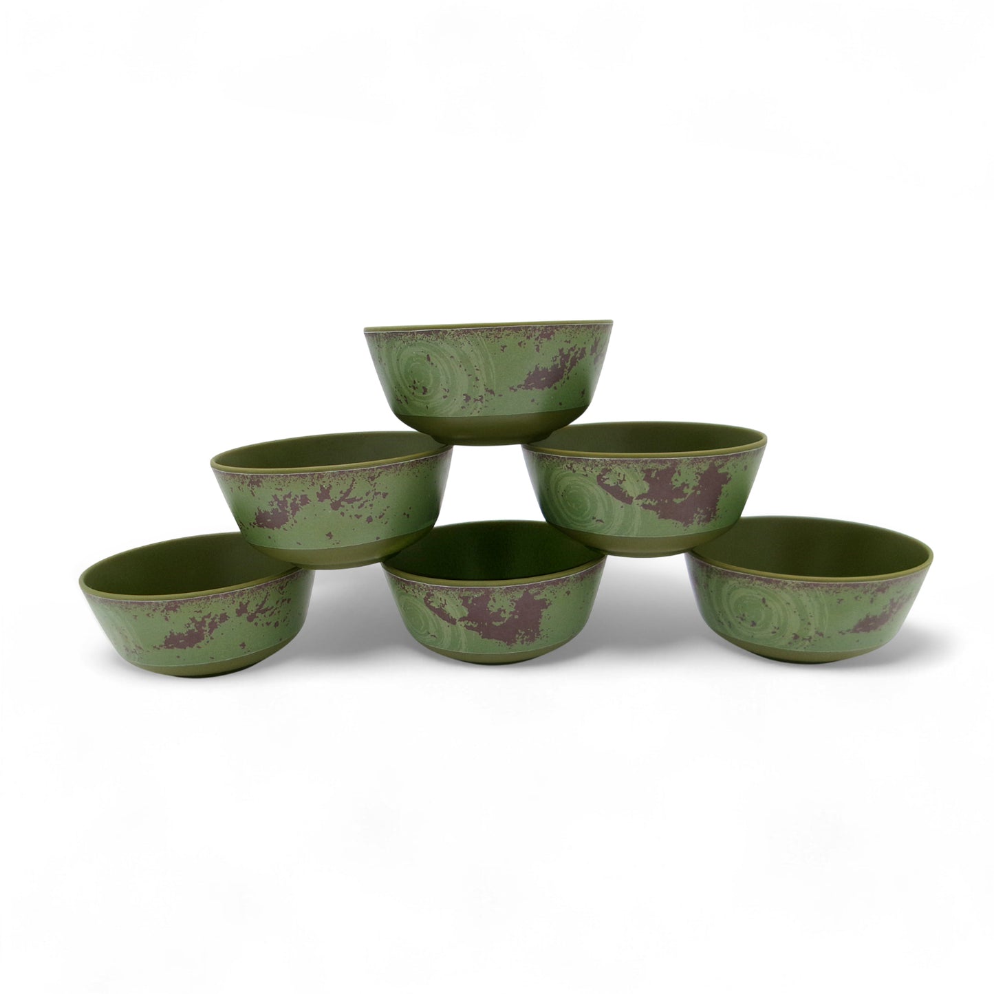 SUPERWARE | Pure Melamine | Bowl Set - Rustic Q Olive Green-Matte 4" | 6 Nos. | Stain Free, Glazed Finish