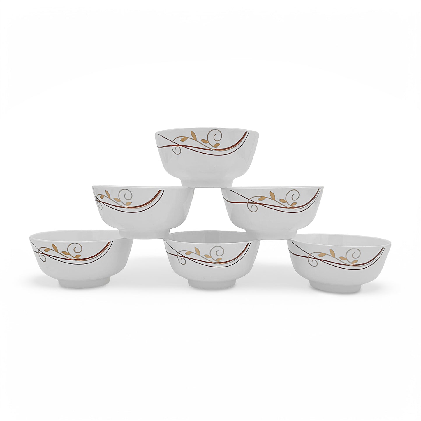 SUPERWARE | Pure Melamine | Bowl Set - Spiral Fluer 4" | 6 Nos. | Stain Free, Glazed Finish