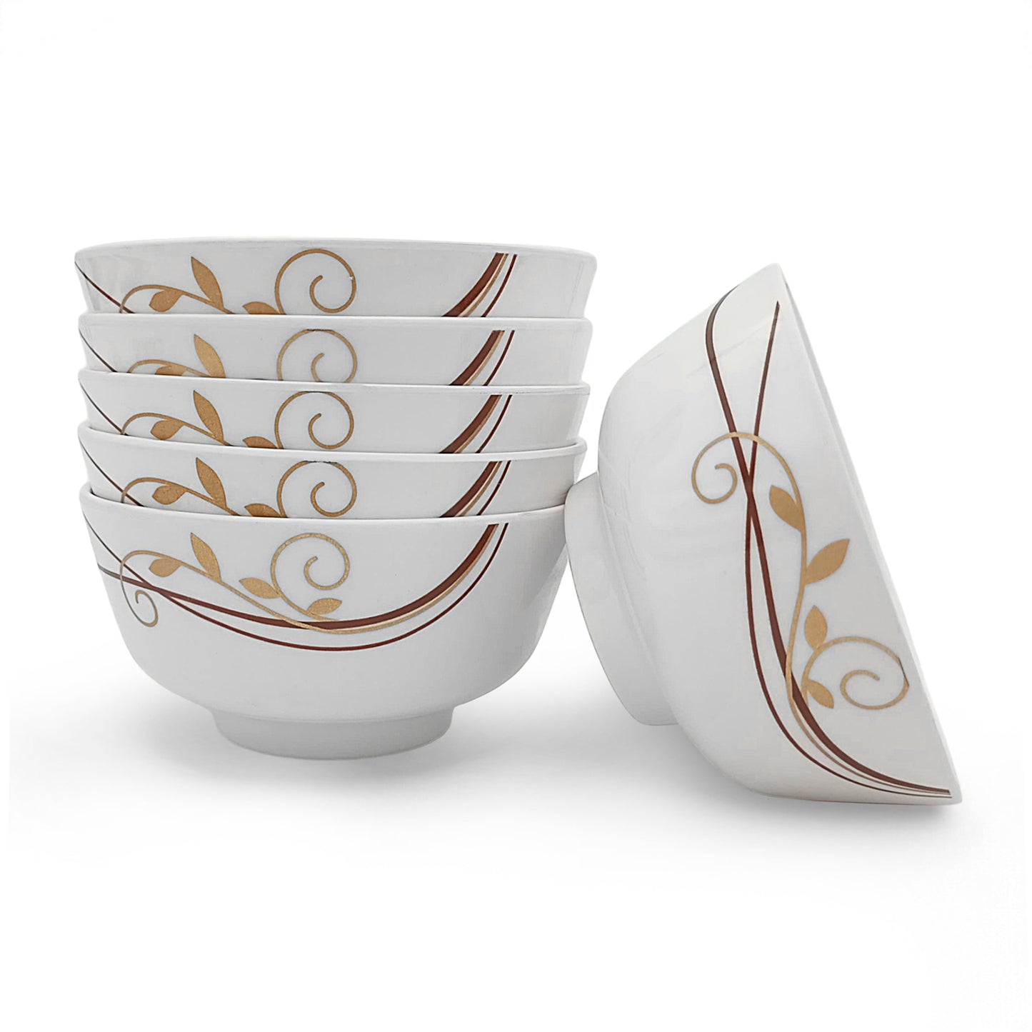 SUPERWARE | Pure Melamine | Bowl Set - Spiral Fluer 4" | 6 Nos. | Stain Free, Glazed Finish