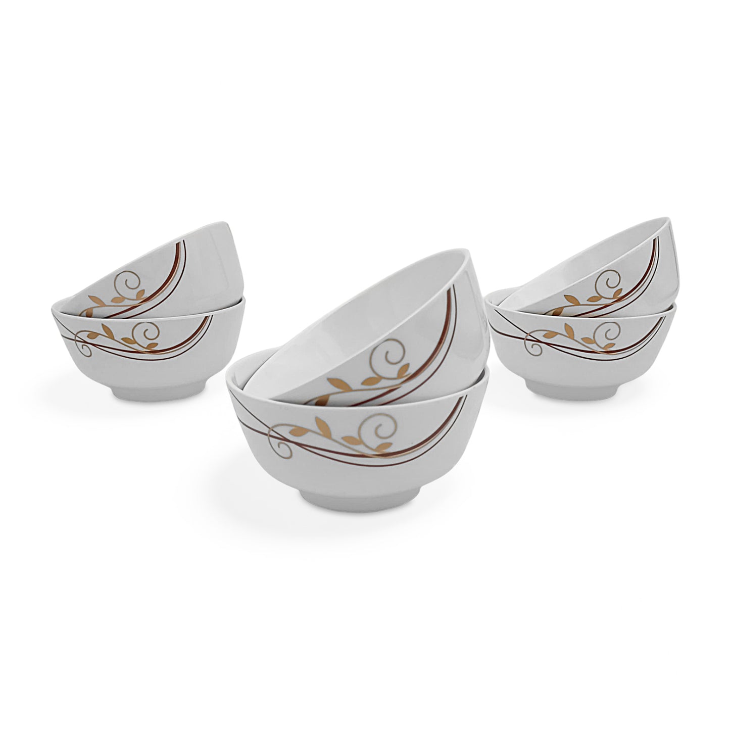 SUPERWARE | Pure Melamine | Bowl Set - Spiral Fluer 4" | 6 Nos. | Stain Free, Glazed Finish