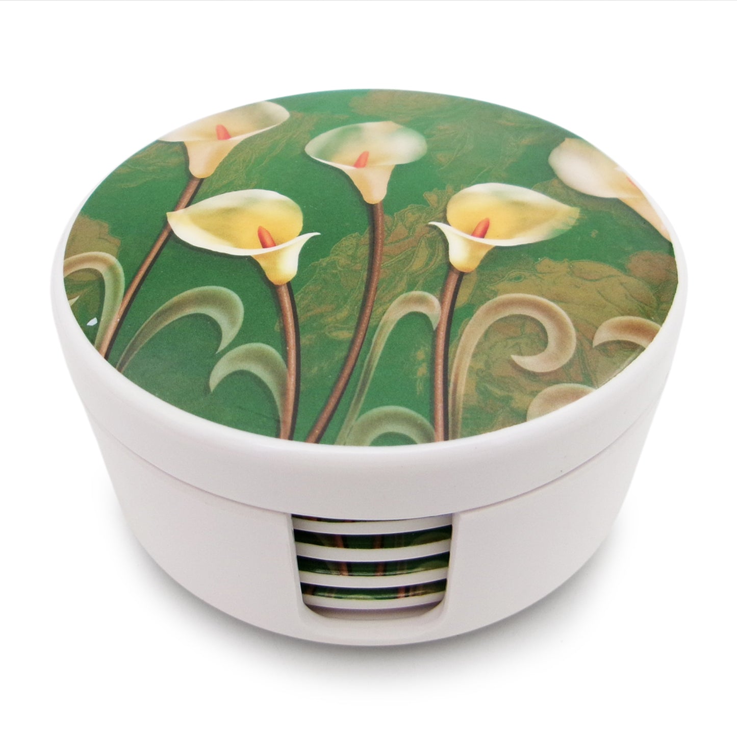SUPERWARE | Pure Melamine | Coasters- Anthurium on White | Set Of 8 Pcs | Stain Free, Glazed Finish